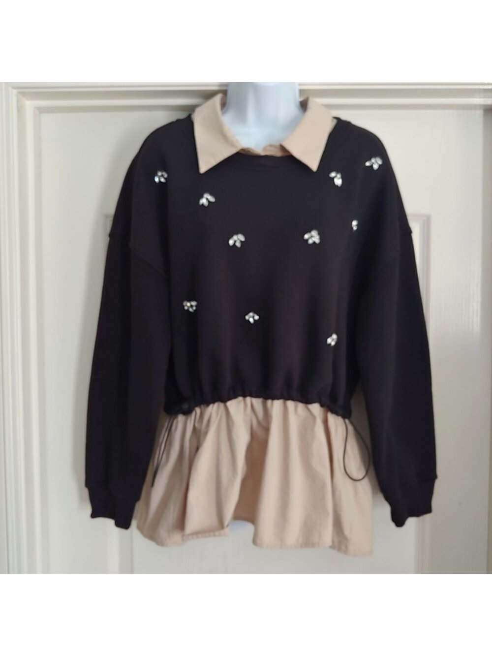 Maeve Anthropologie Twofer Sweatshirt S Wednesday Addams Preppy Dark Academia